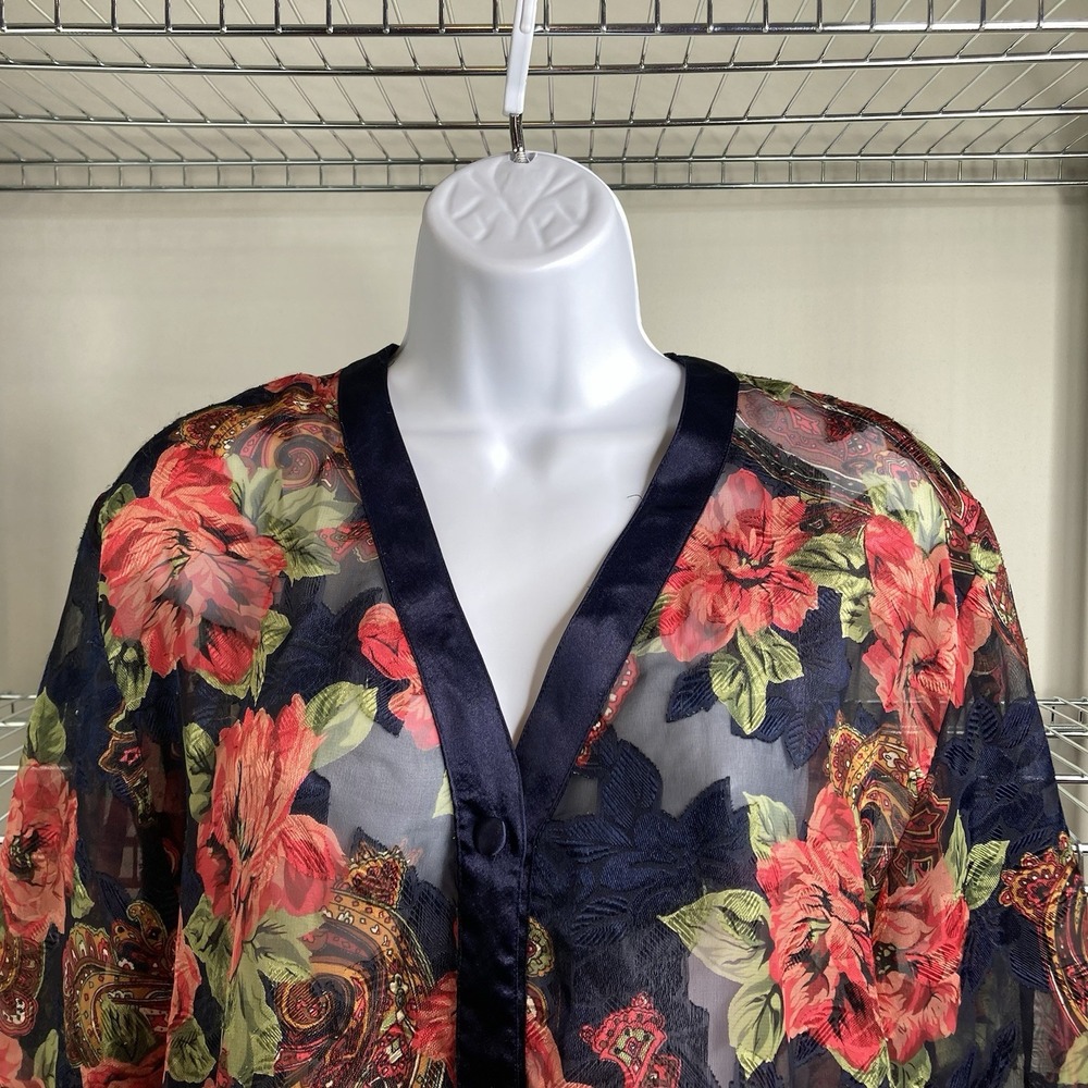 Vintage Victoria's Secret Gold Label Floral Sleep Shirt Size S Nightie Sheer - Picture 7 of 11